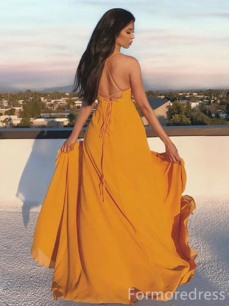 Sexy V-neck Spaghetti Strap A-line Long Prom Dress,Evening Dress,PD222