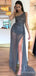 Sparkly Sequins One Shoulder Split Side A-line Long Prom Dress,Evening Dress,PD223