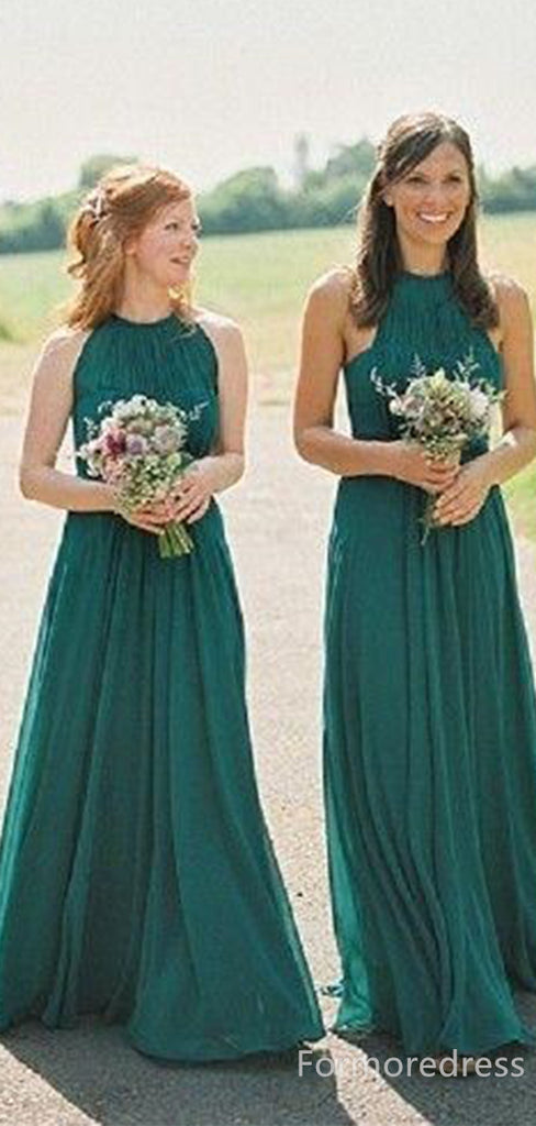 Elegant Halter A-line Long Bridesmaid Dress,BD248