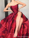 Elegant Strapless Split Side A-line Lace Long Prom Dress,Evening Dress,PD226