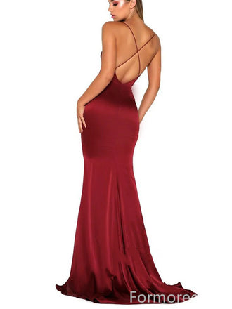 Sexy Red Spaghetti Strap Mermaid Long Prom Dress,Evening Dress,PD227