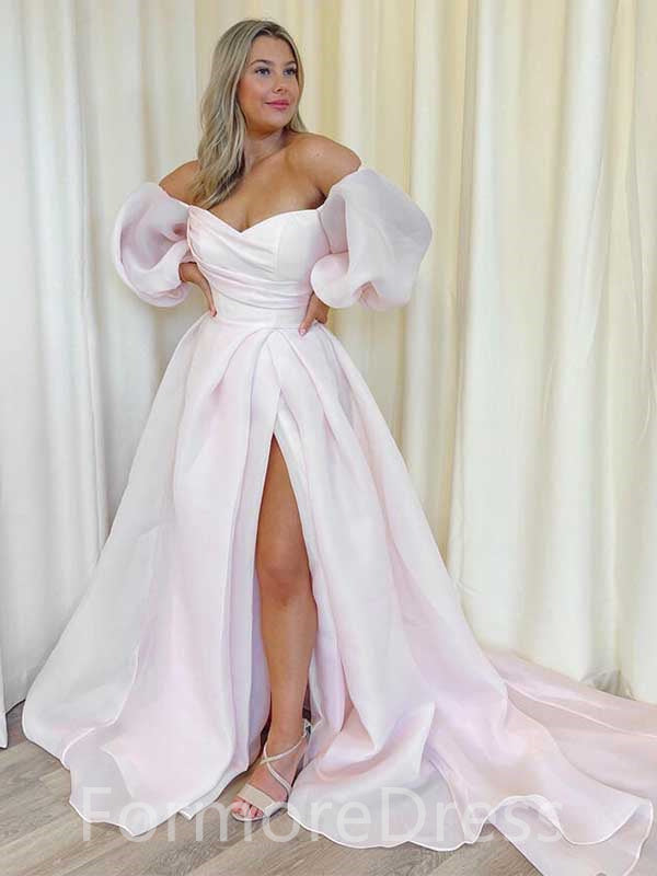 Elegant Sweatheart Off-shoulder A-line Long Wedding Dress,  WD16