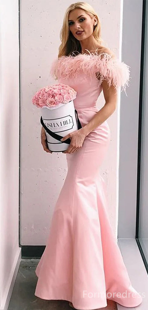 Elegant Pink Off-Shoulder Mermaid Long Prom Dress,Evening Dress,PD233