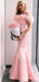 Elegant Pink Off-Shoulder Mermaid Long Prom Dress,Evening Dress,PD233