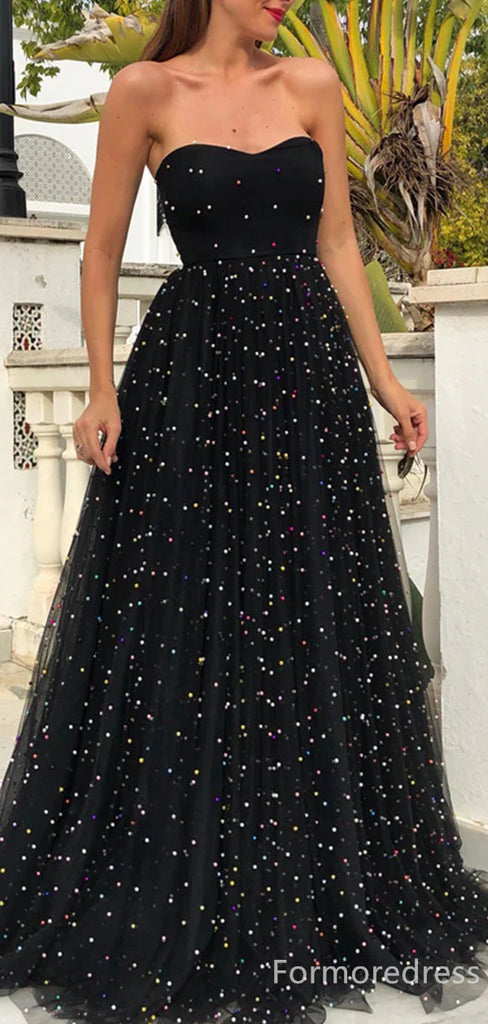 Elegant Sweatheart Strapless A-line Long Prom Dress,Evening Dress,PD234