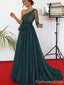 Elegant One Shoulder A-line Long Prom Dress,Evening Dress,PD235