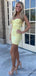 Elegant Yellow Strapless Lace A-line Short Mini Long Homecoming Dress,  HD152