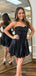 Elegant Black Strapless A-line Short Mini Long Homecoming Dress,  HD153