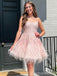 Elegant Spaghetti Strap A-line Short Mini Long Homecoming Dress,  HD154