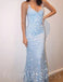 Elegant V-neck Mermaid spaghetti Strap Long Prom Dresses ,PD04