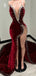 Sexy V-neck Spaghetti Strap Split Side Mermaid Long Prom Dress,Evening Dress,PD240