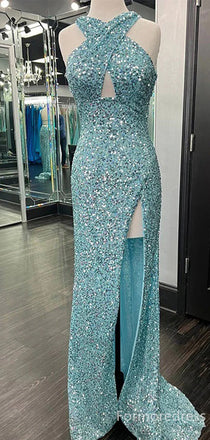 Sparkly Sequins Split Side Mermaid Long Prom Dress,Evening Dress,PD245