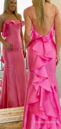 Elegant Spaghetti Strap Backless Mermaid Long Prom Dress,Evening Dress,PD248