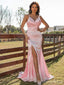 Elegant V-neck Spaghetti Strap Split Side Mermaid Long Prom Dress,Evening Dress,PD250