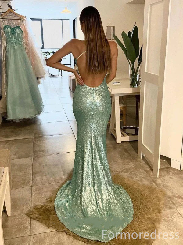 Sparkly Sequins Spaghetti Strap Mermaid Long Prom Dress,Evening Dress,PD251