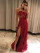 Sexy Red Strapless Split Side Mermaid Long Prom Dress,Evening Dress,PD252