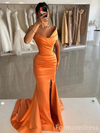 Elegant One Shoulder Split Side Mermaid Long Prom Dress,Evening Dress,PD254