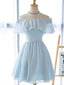 Elegant Off-Shoulder Strapless A-line Short Mini Long Homecoming Dress,  HD168