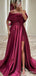 Elegant Off-Shoulder Spaghetti Strap Split Side A-line Long Prom Dress,Evening Dress,PD256