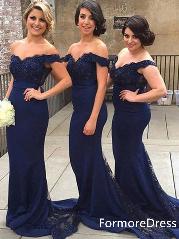 Sexy V-neck Off-shoulder Mermaid Long Bridesmaid Dress,  BD24