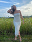 Elegant White Strapless A-line Prom Dress,PD32