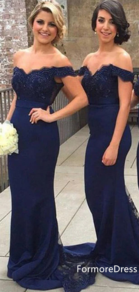 Sexy V-neck Off-shoulder Mermaid Long Bridesmaid Dress,  BD24