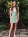 Sexy Deep V-neck Spaghetti Strap A-line Short Mini Homecoming Dress,  HD174