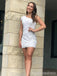 Elegant White One Shoulder A-line Short Mini Homecoming Dress,  HD179