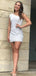 Elegant White One Shoulder A-line Short Mini Homecoming Dress,  HD179