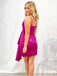 Elegant V-neck Spaghetti Strap A-line Short Mini Homecoming Dress,  HD180