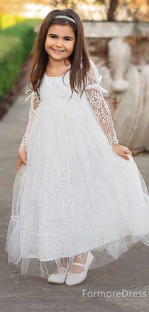 Lovely Lace Long Sleeve A-line  Flower Girl Dress,  FGD26