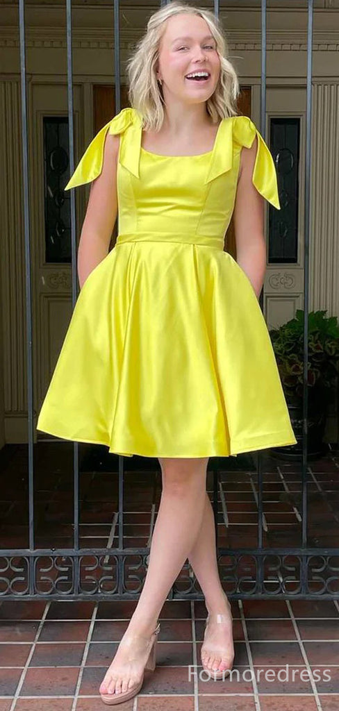 Elegant Summer Yellow A-line Short Mini Homecoming Dress,  HD187