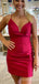 Elegant V-neck Spaghetti Strap A-line Short Mini Homecoming Dress,  HD198