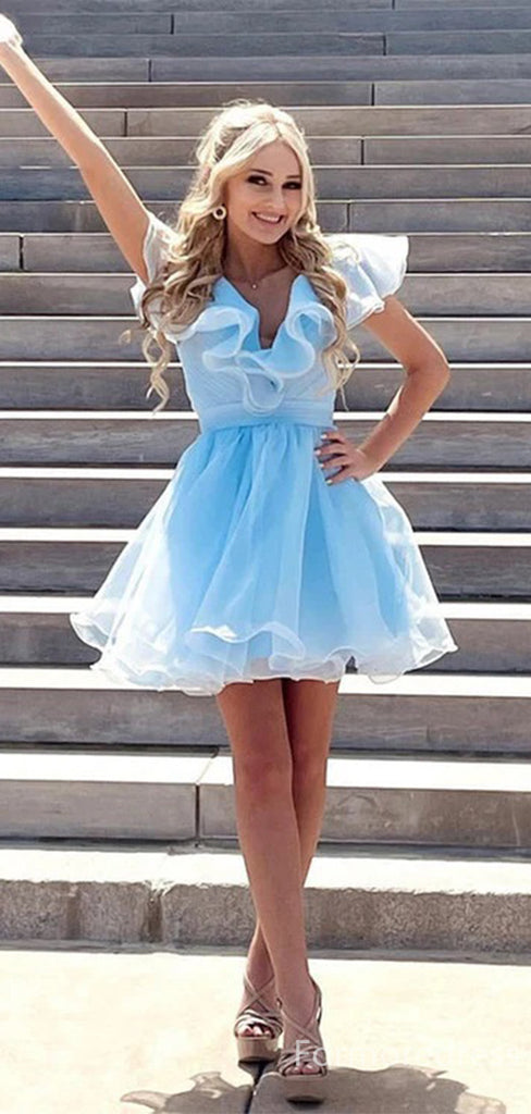 Cute V-neck A-line Short Mini Homecoming Dress,  HD227