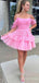 Elegant Off-Shoulder Spaghetti Strap A-line Short Mini Homecoming Dress,  HD229