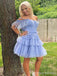 Elegant Off-Shoulder Spaghetti Strap A-line Short Mini Homecoming Dress,  HD230