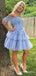 Elegant Off-Shoulder Spaghetti Strap A-line Short Mini Homecoming Dress,  HD230