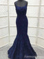 Elegant Spaghetti Strap Mermaid Lace Appliques Long Prom Dress,Evening Dress,PD262