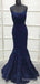 Elegant Spaghetti Strap Mermaid Lace Appliques Long Prom Dress,Evening Dress,PD262