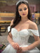 Elegant V-neck Off-Shoulder A-line Long Wedding Dress, WD190