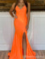 Sexy V-neck Spaghetti Strap Mermaid Split Side Long Prom Dress,Evening Dress,PD268