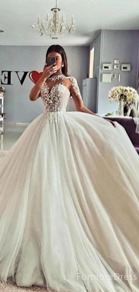 Gorgeous Sweatheart Lace Appliques A-line Long Wedding Dress, WD195