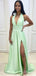 Sexy Deep V-neck Halter Split Side A-line Long Prom Dress,Evening Dress,PD273