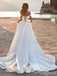 Elegant V-neck Off-Shoulder A-line Long Wedding Dress, WD197