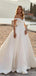 Elegant V-neck Off-Shoulder A-line Long Wedding Dress, WD197