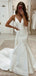 Simple V-neck Spaghetti Strap Mermaid Long Wedding Dress, WD199