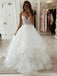 Elegant V-neck Lace Appliques A-line Long Wedding Dress, WD201