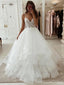 Elegant V-neck Lace Appliques A-line Long Wedding Dress, WD201