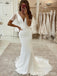 Simple V-neck Mermaid Long Wedding Dress, WD202