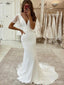 Simple V-neck Mermaid Long Wedding Dress, WD202